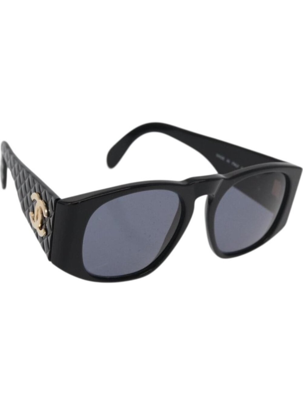 CHANEL Sunglasses plastic Black CC
